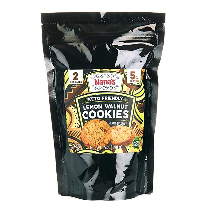 Nana's Keto Lemon Walnut Cookies, Keto Friendly Cookies, No Gluten, No Grain, No Preservatives - (7 Ounce - Bag)